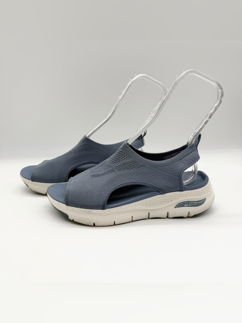 Skechers Arch Fit Knit Slingback Wedge Sandals Arch Support Blue Women's Size 9